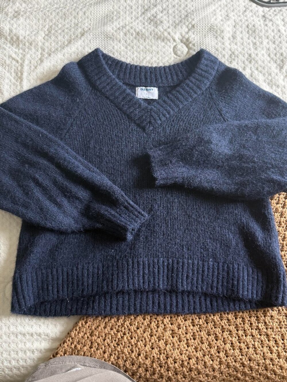 Navy blue v-neck sweater
